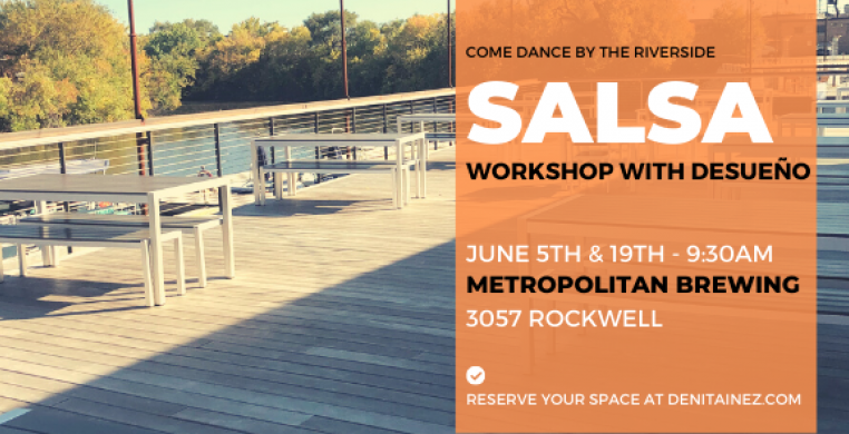Outdoor Patio next to the riverside. Location of Salsa class