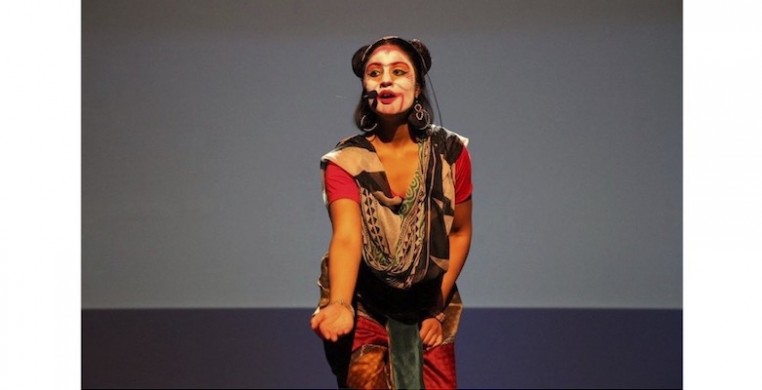 Mandala Arts associate artistic director Ashwaty Chennat as Hanuman in "The Story of Ram." Photo by Monika Bahroos