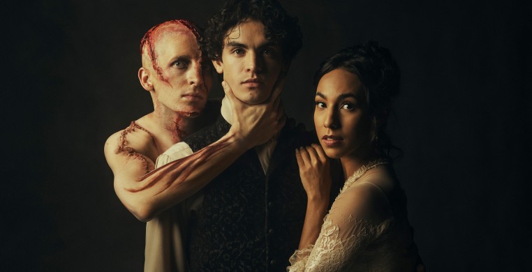 The Joffrey Ballet's Stefan Goncalvez, José Pablo Castro Cuevas and Amanda Assucena in "Frankenstein"; Photo by Todd Rosenberg