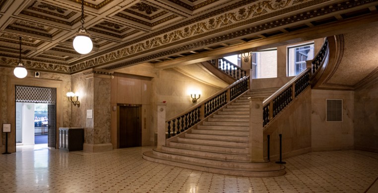 Staircase on the first floor of the Chicago Cultural Center