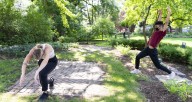 Summer Smith (left) and Grant Hill, of Winifred Haun & Dancers, in "Steps in the Garden" at Oak Park's Cheney Mansion. Photo courtesy of the artists.